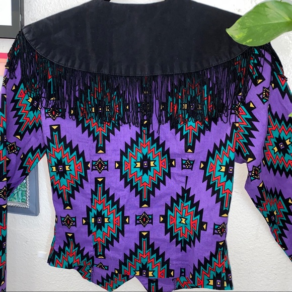 ❌SOLD❌ VINTAGE Western fringe cropped Jacket 💜 - Picture 3 of 5